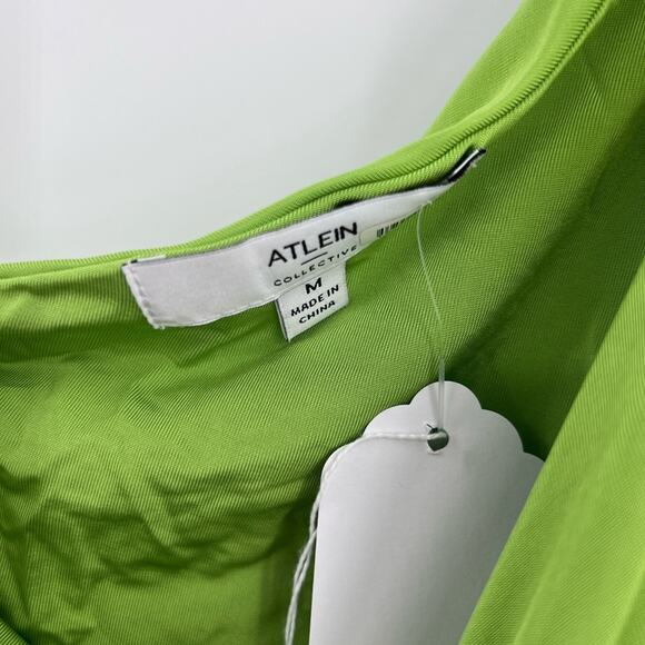 Atlein Collective Lime Bright Green One Shoulder Long Sleeve Dress - Picture 5 of 6